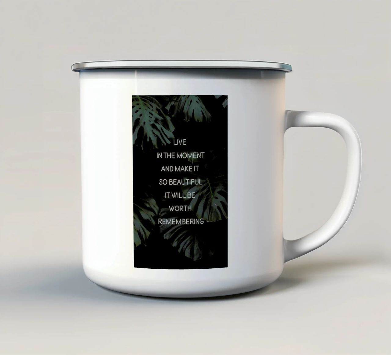 Live in the Moment tazza in smalto da Oh Darling