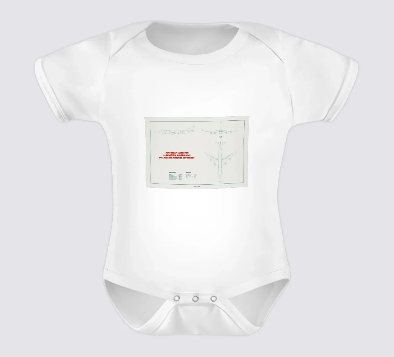 Technical Drawing 747 body neonato maniche corte da Marc Schulthess