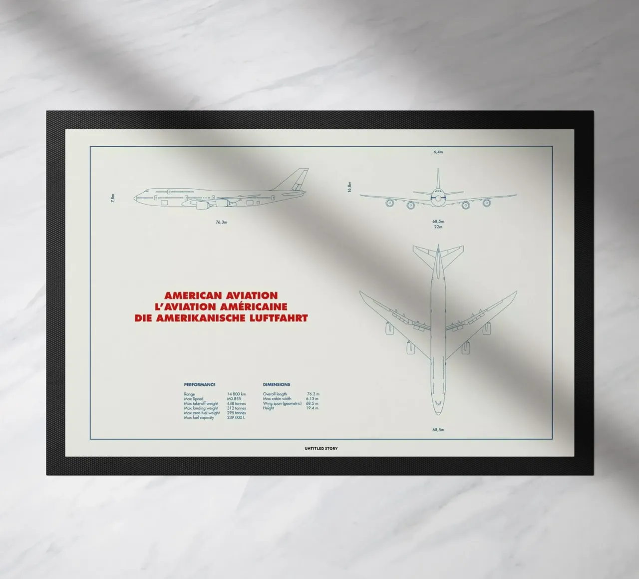 Technical Drawing 747 deurmat van Marc Schulthess
