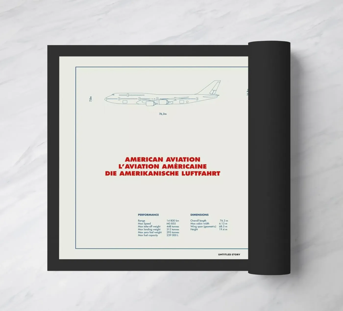 Technical Drawing 747 deurmat van Marc Schulthess