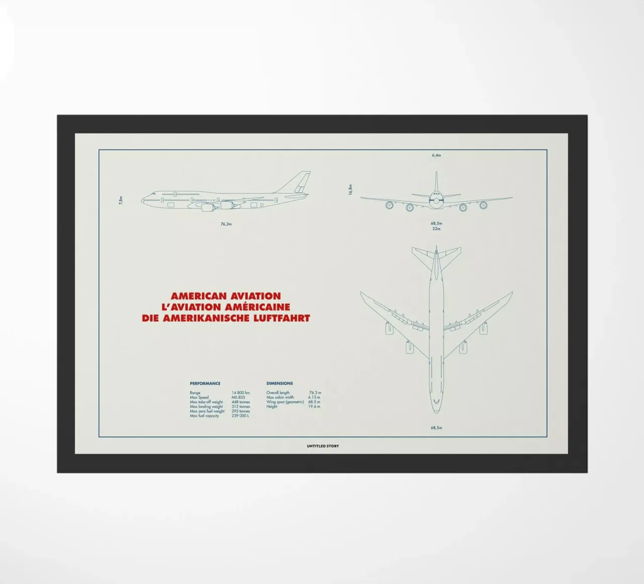 Technical Drawing 747 deurmat van Marc Schulthess