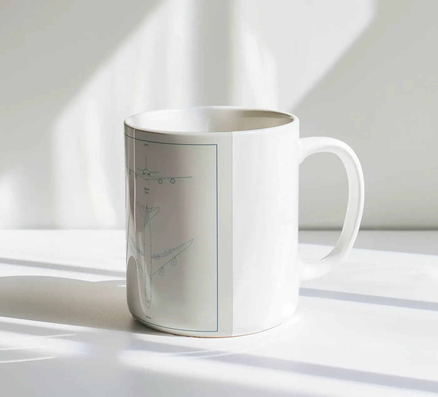 Technical Drawing 747 ceramic mug by Marc Schulthess