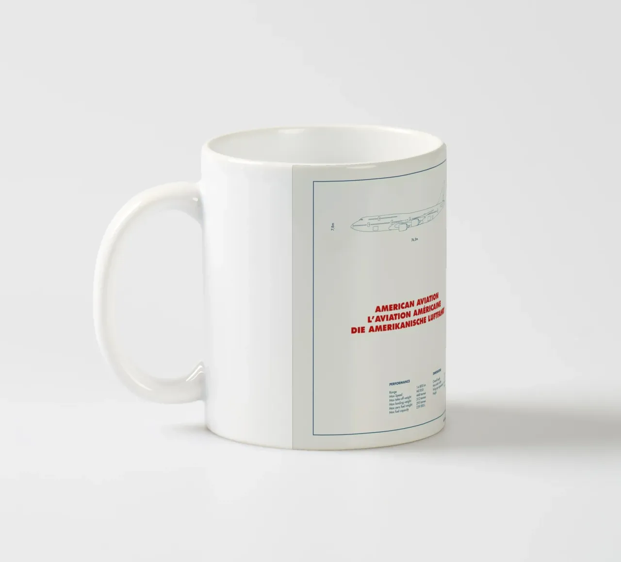 Technical Drawing 747 keramische mok van Marc Schulthess