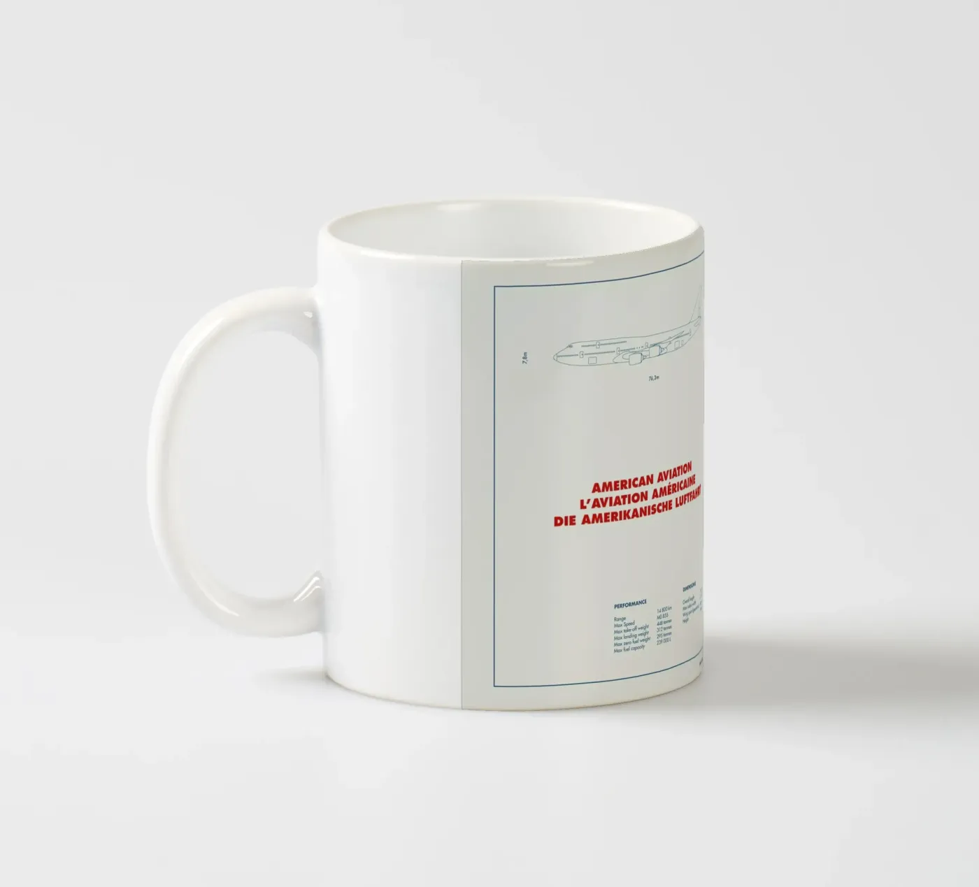 Technical Drawing 747 ceramic mug by Marc Schulthess