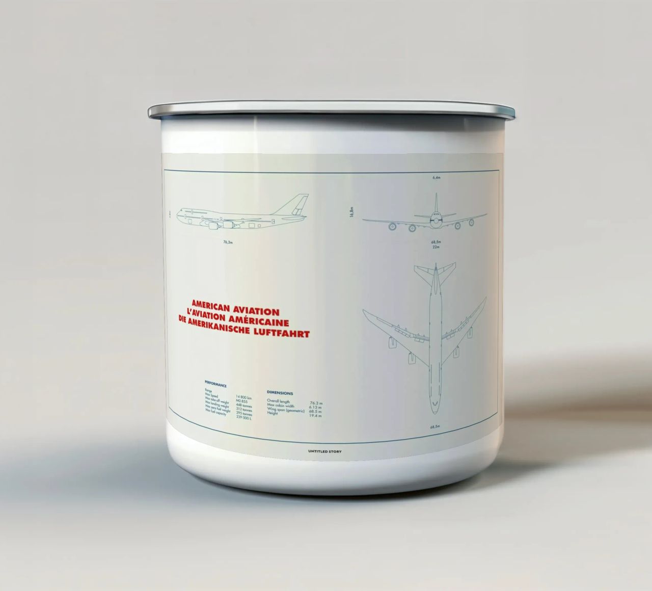 Technical Drawing 747 tazza in smalto da Marc Schulthess