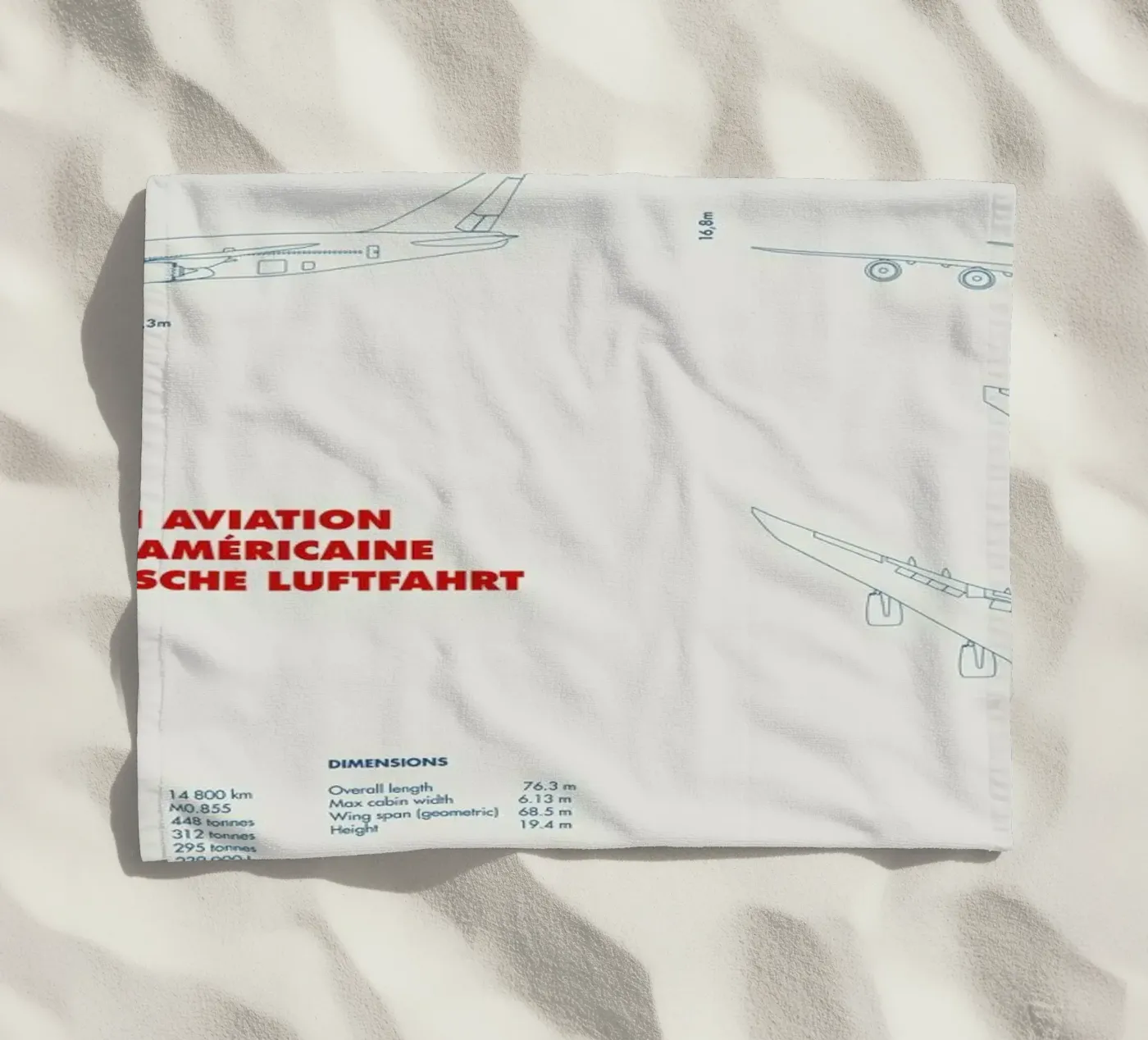 Technical Drawing 747 beach towel by Marc Schulthess