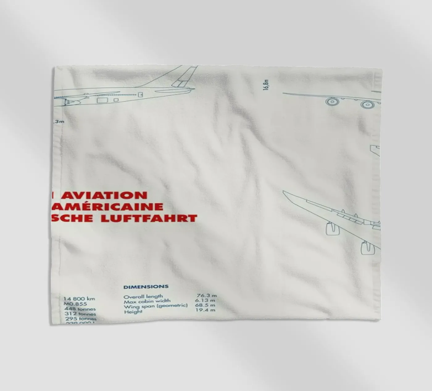 Technical Drawing 747 beach towel by Marc Schulthess