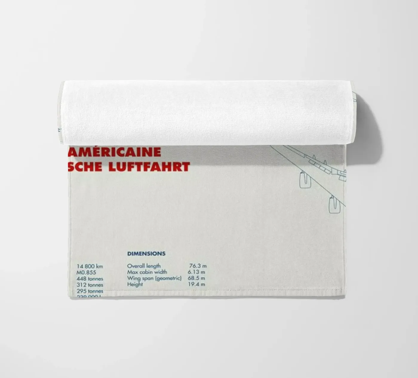 Technical Drawing 747 beach towel by Marc Schulthess