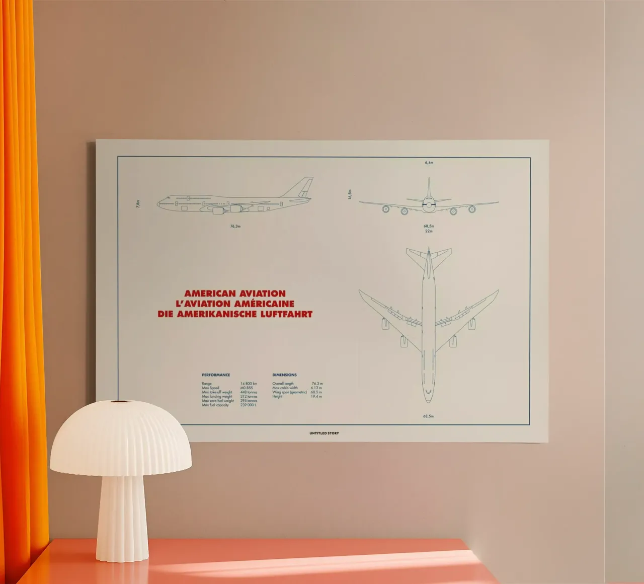 Technical Drawing 747 tela con Cornice a cassetta da Marc Schulthess
