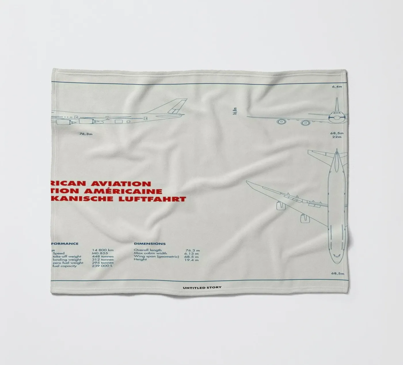 Technical Drawing 747 Fleecedecke von Marc Schulthess