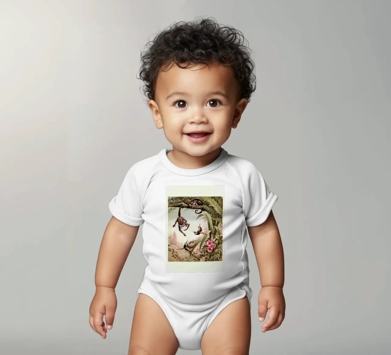 Monkeys body neonato maniche corte da Flora & Fauna