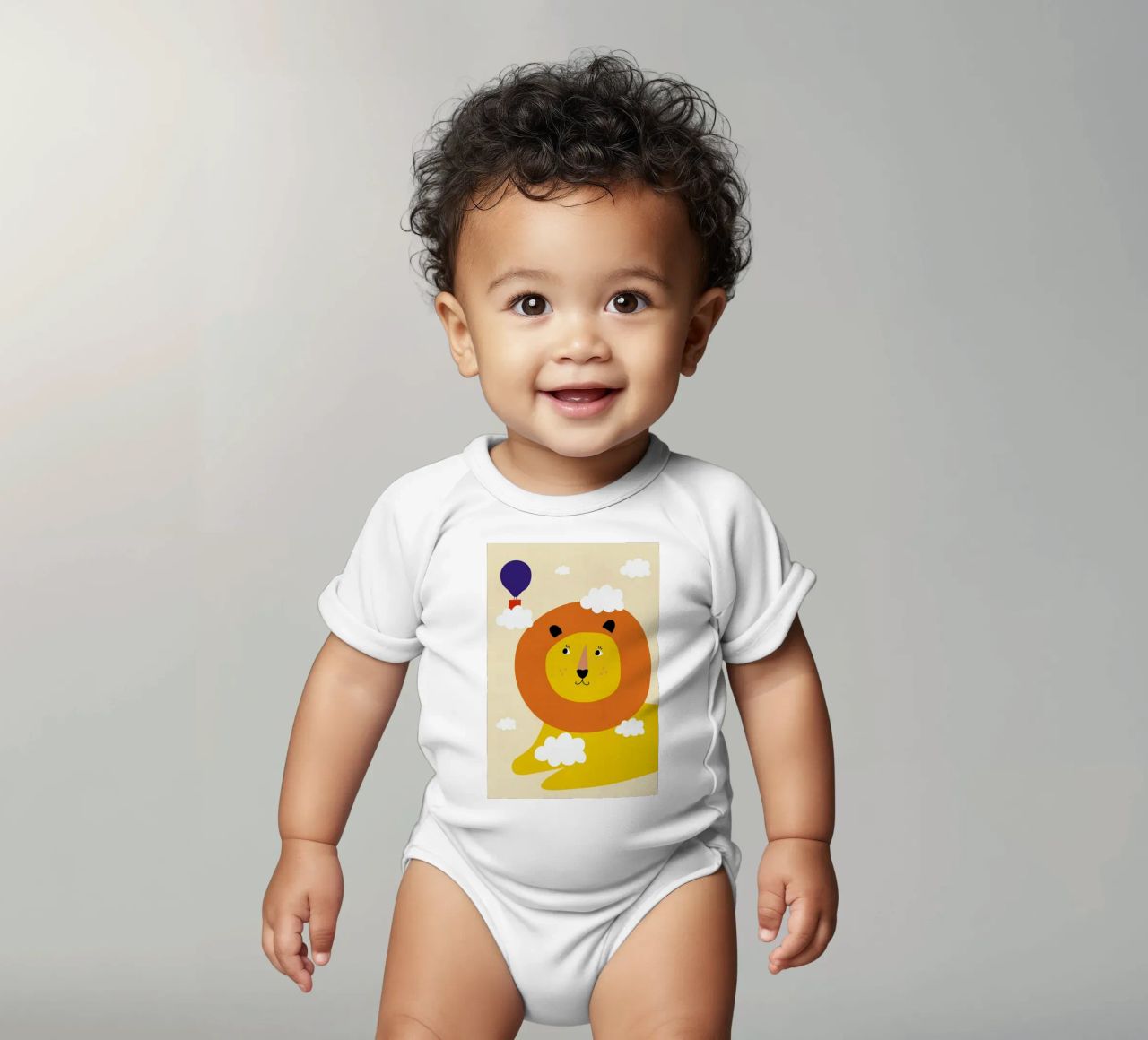 Head in the Clouds short-sleeve baby romper by Little Flourishes