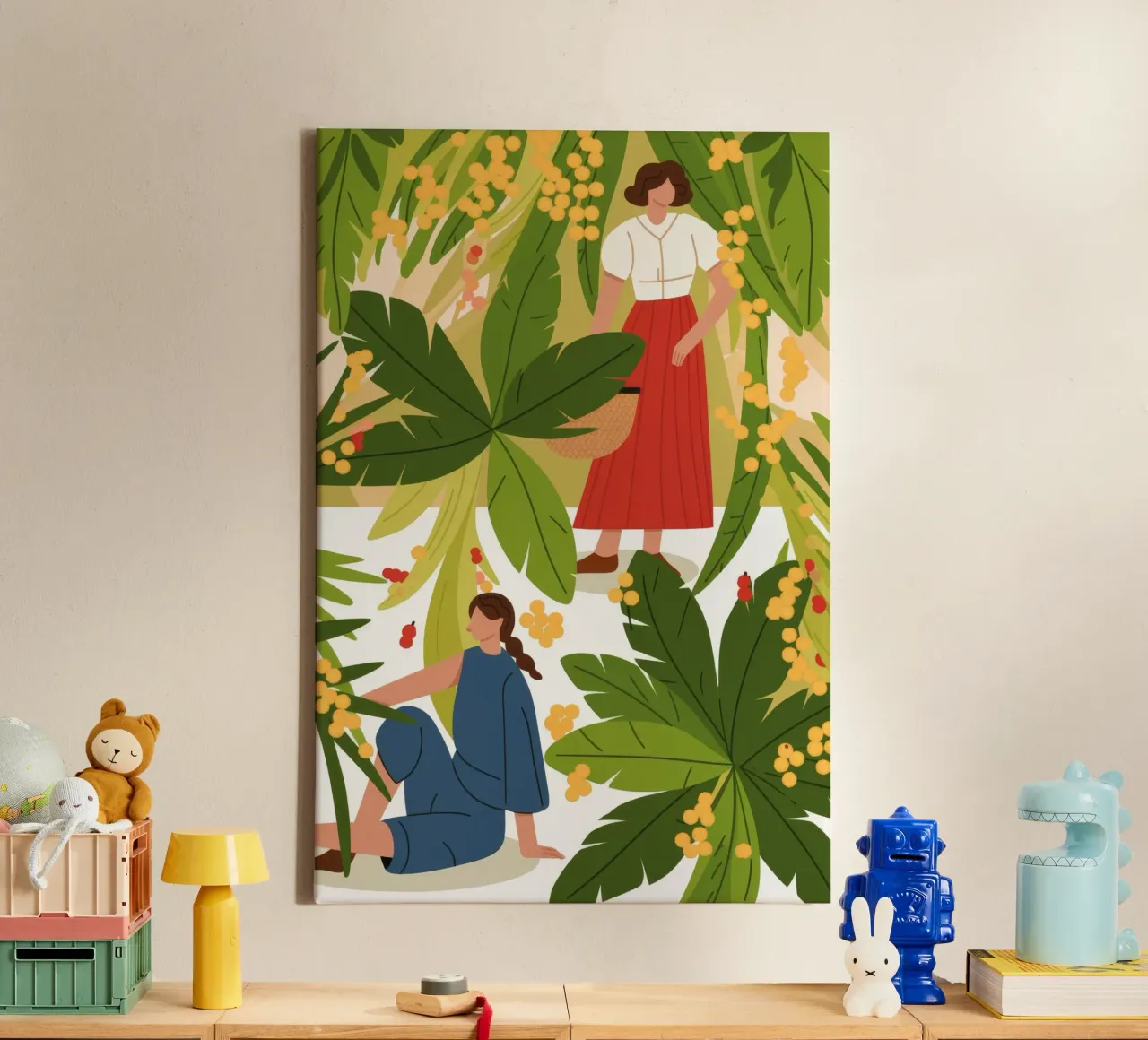 Enchanted Botanical Harmony canvas with Floater frame by Veiled Canvas