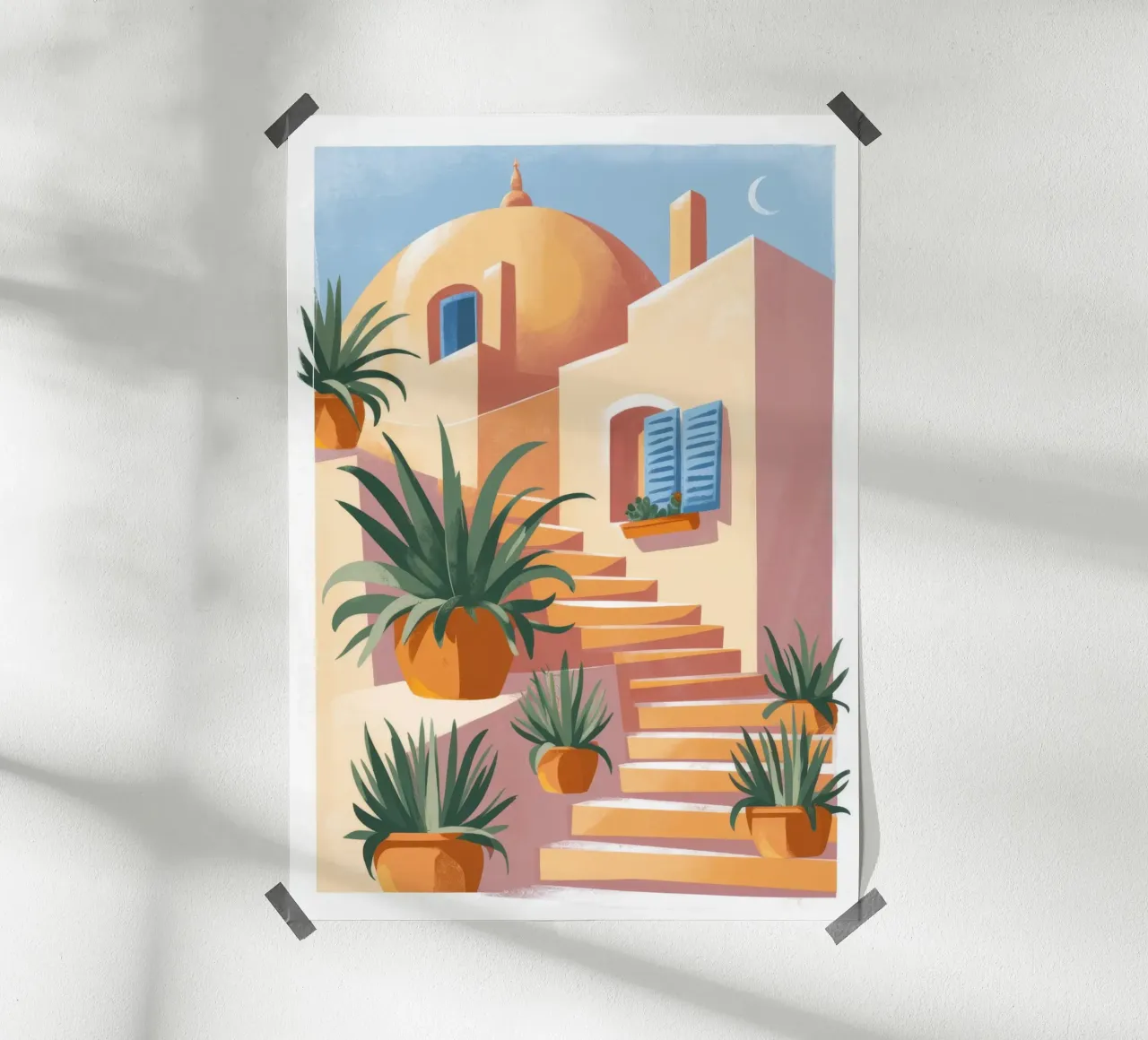 Oasi con terrazza illuminata dal sole poster da Veiled Canvas
