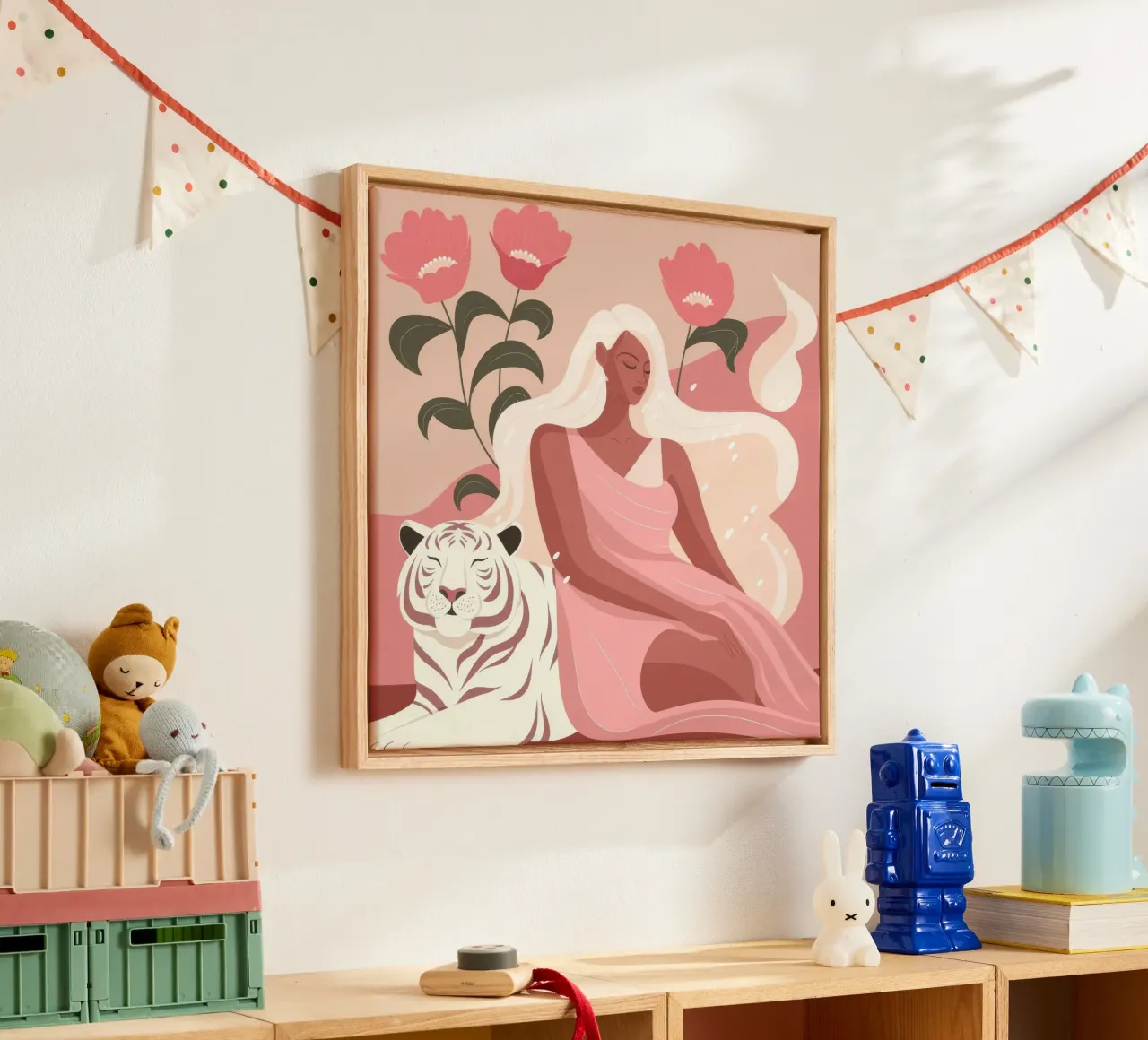 Wächter des mystischen Tigers Leinwand mit Schattenfugenrahmen von Veiled Canvas