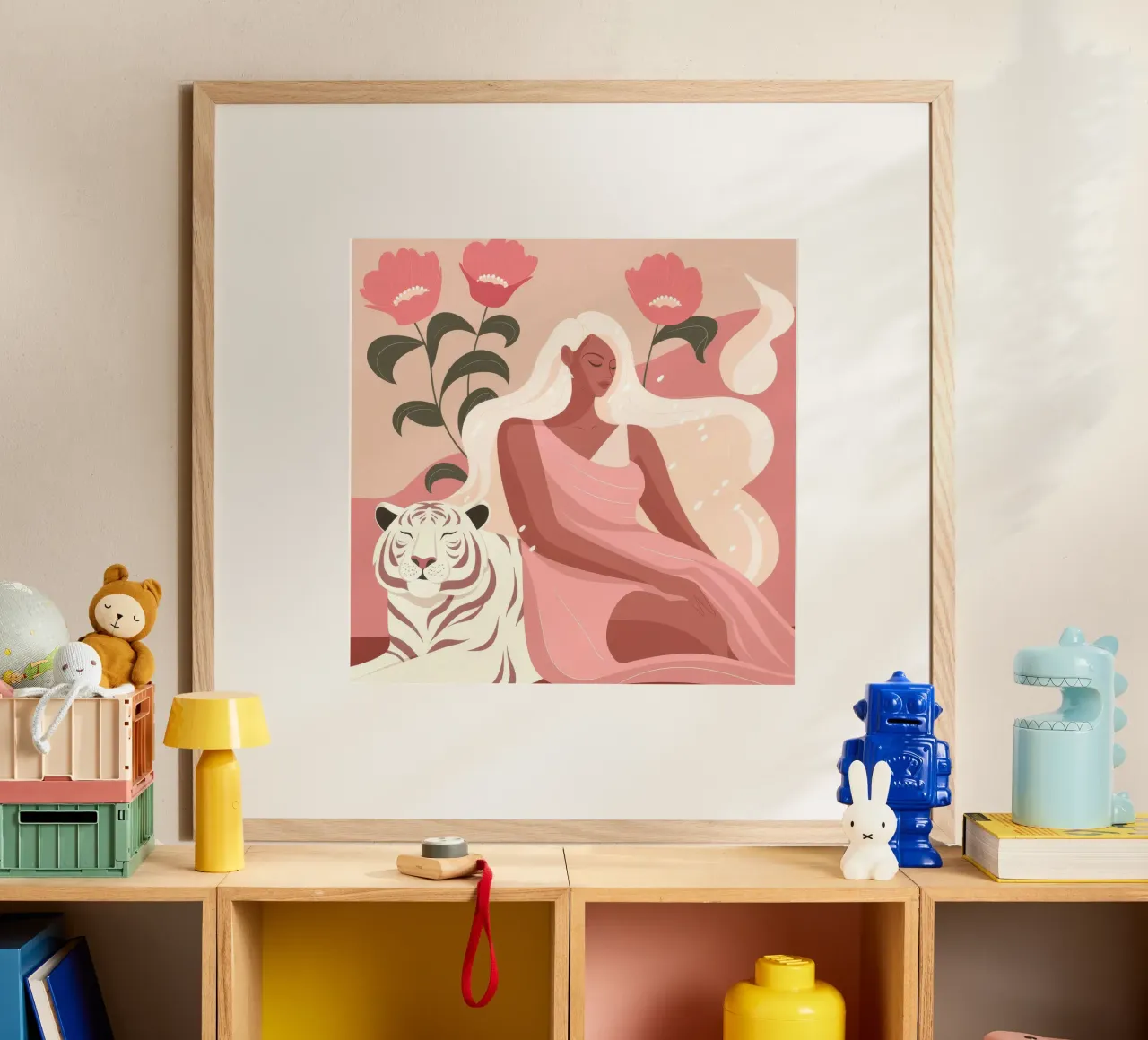 Guardiano della Tigre Mistica poster con telaio in legno da Veiled Canvas