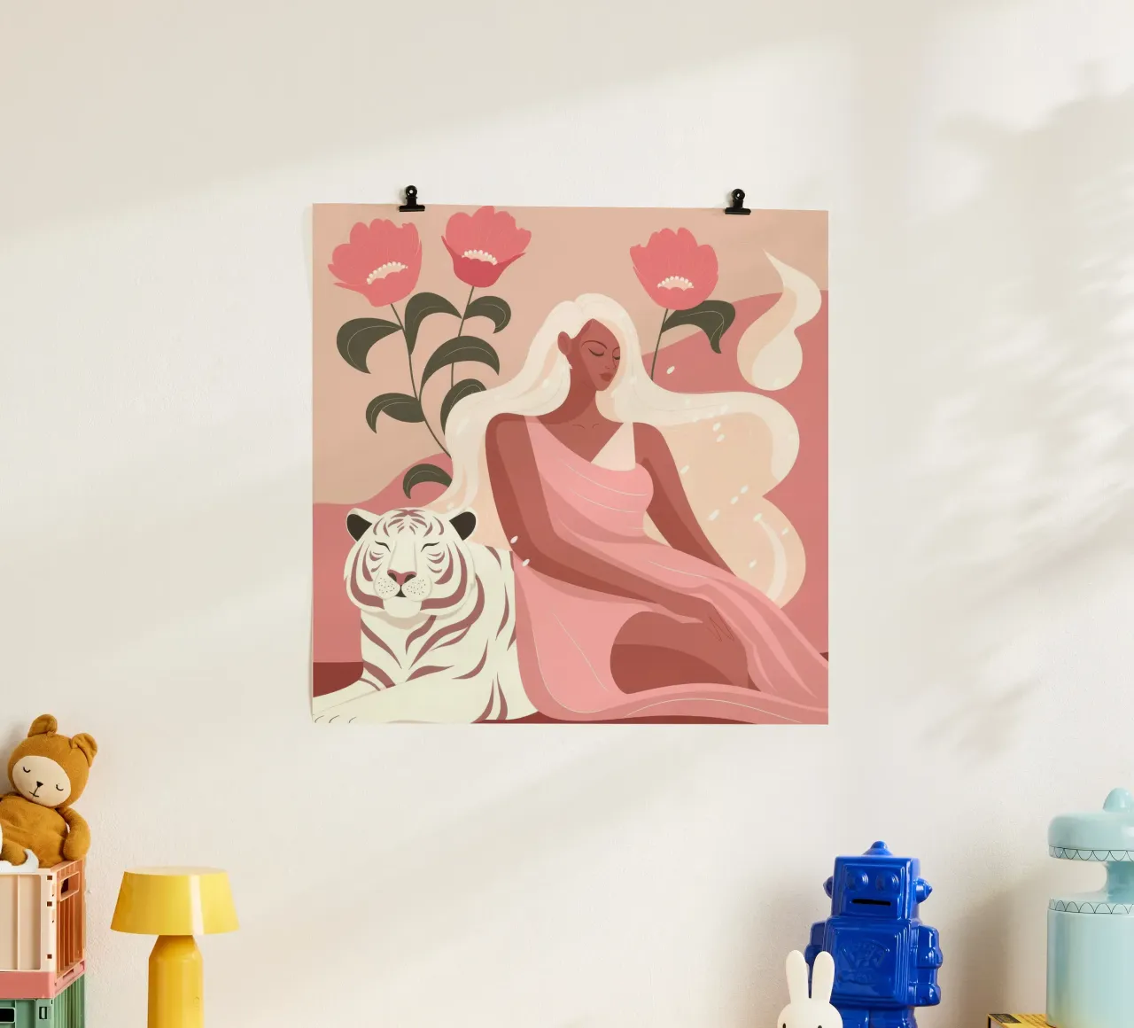 Guardiano della Tigre Mistica poster con telaio in legno da Veiled Canvas