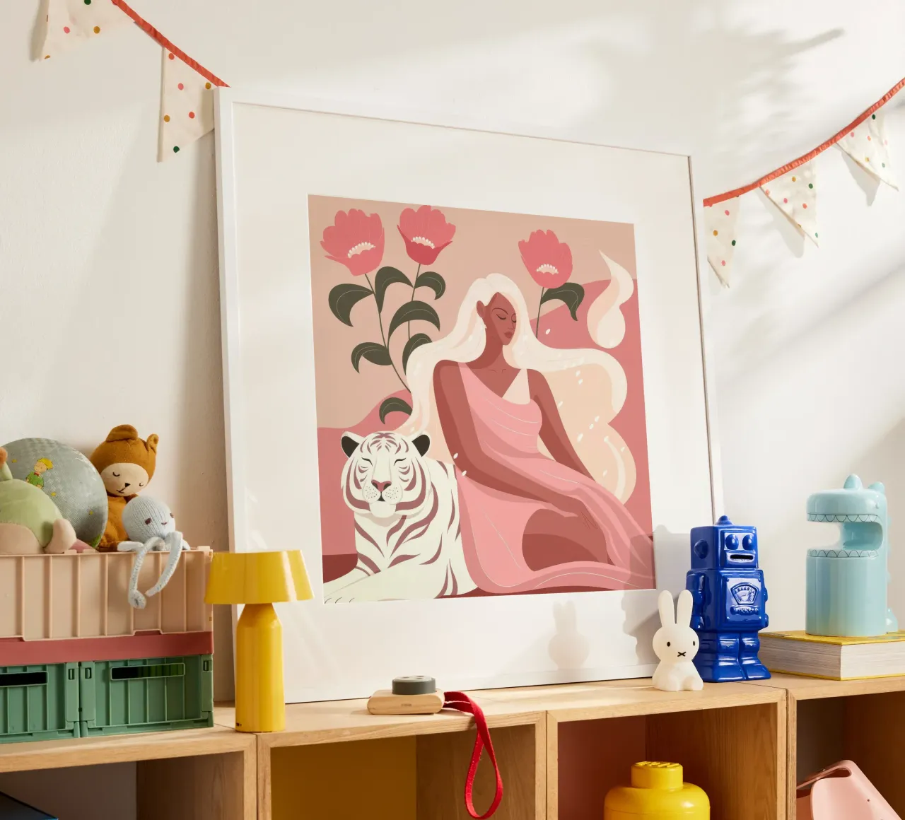 Guardiano della Tigre Mistica poster con telaio in legno da Veiled Canvas