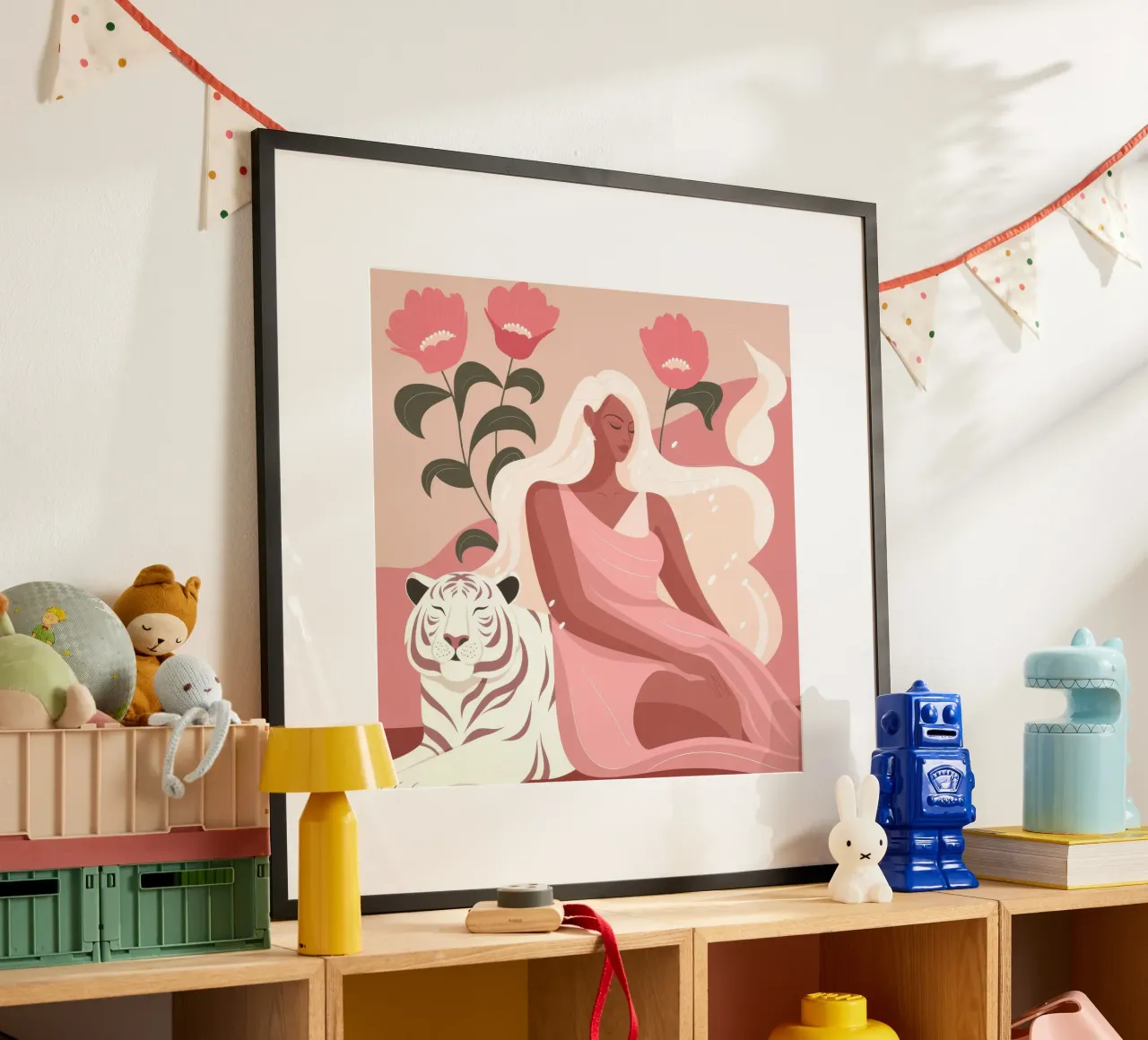 Guardiano della Tigre Mistica poster con telaio in legno da Veiled Canvas