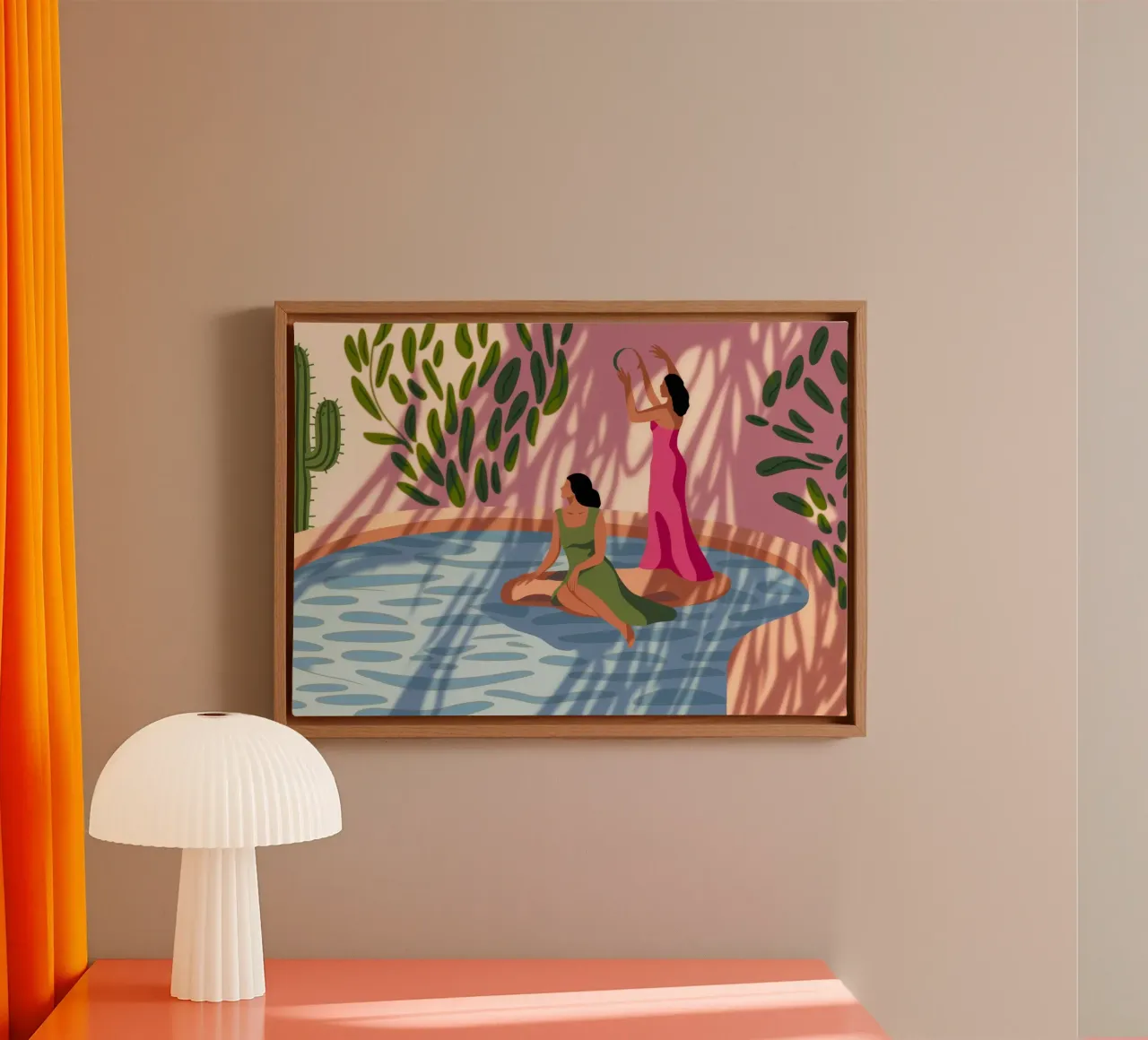 Rustige waterdans canvas met Baklijst van Veiled Canvas