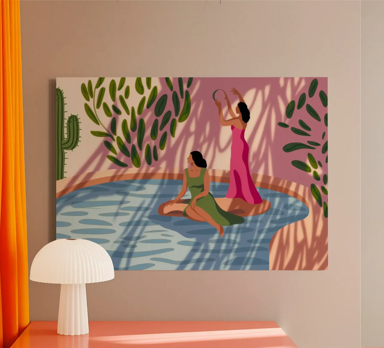 Rustige waterdans canvas met Baklijst van Veiled Canvas