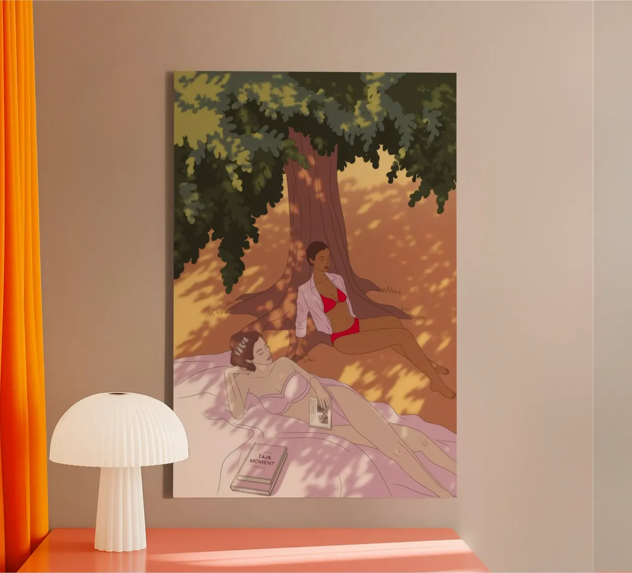 Riposo nel bosco illuminato dal sole tela con Cornice a cassetta da Veiled Canvas