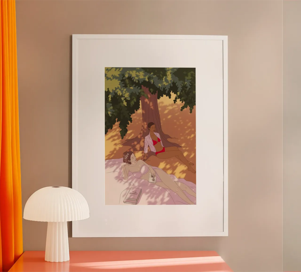 Riposo nel bosco illuminato dal sole poster con telaio in alluminio da Veiled Canvas