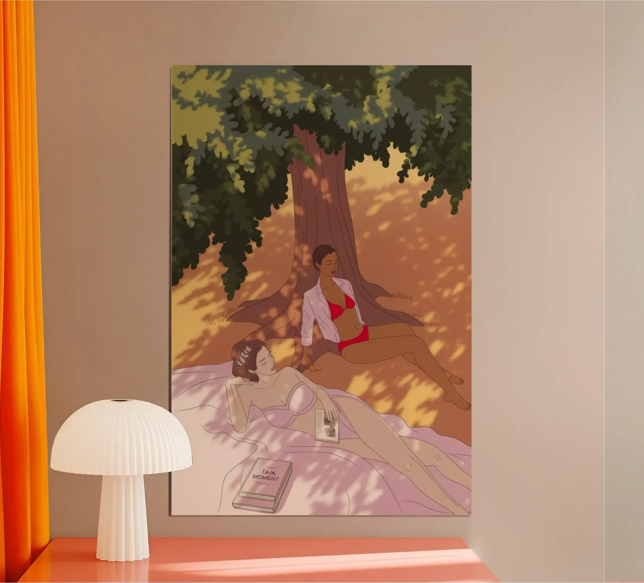 Riposo nel bosco illuminato dal sole poster con telaio in alluminio da Veiled Canvas