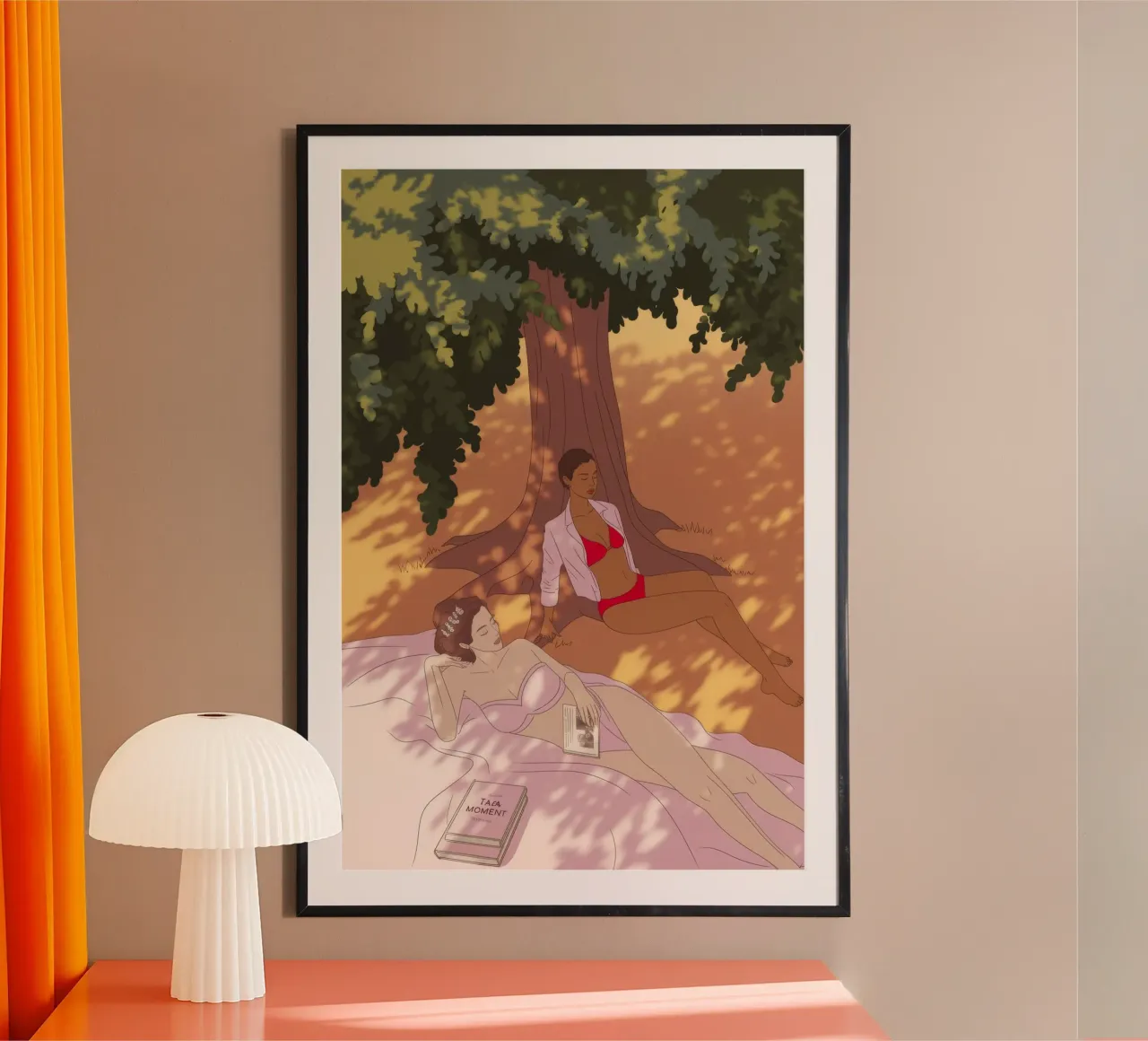Riposo nel bosco illuminato dal sole poster con telaio in alluminio da Veiled Canvas