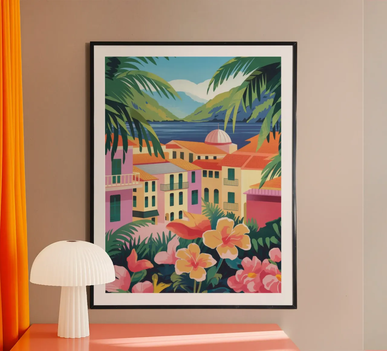 Coastal Paradise Vista poster con telaio in plastica da Veiled Canvas