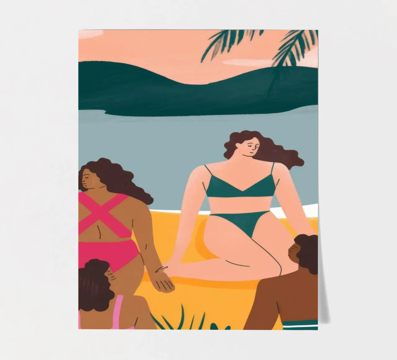 Serene Beach Gathering sticker sheet by Veiled Canvas