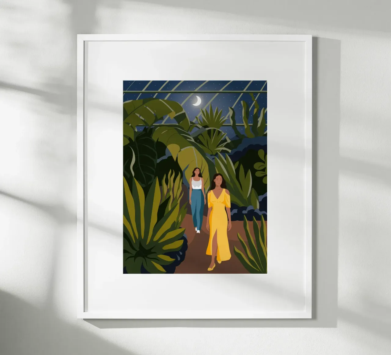 Passeggiata nella giungla al chiaro di luna poster con telaio in legno da Veiled Canvas
