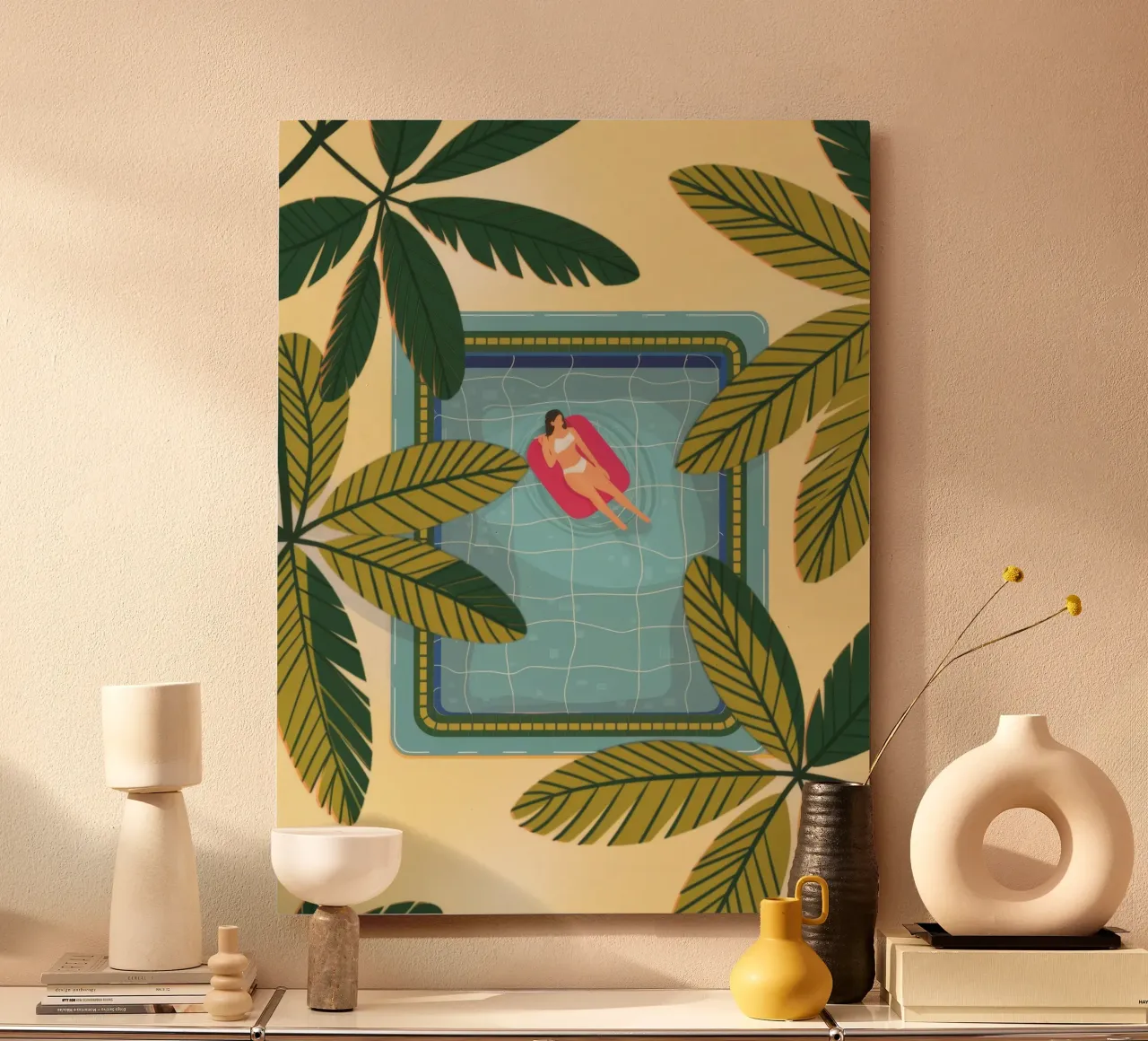 Fuga tropicale a bordo piscina pannello forex da Veiled Canvas