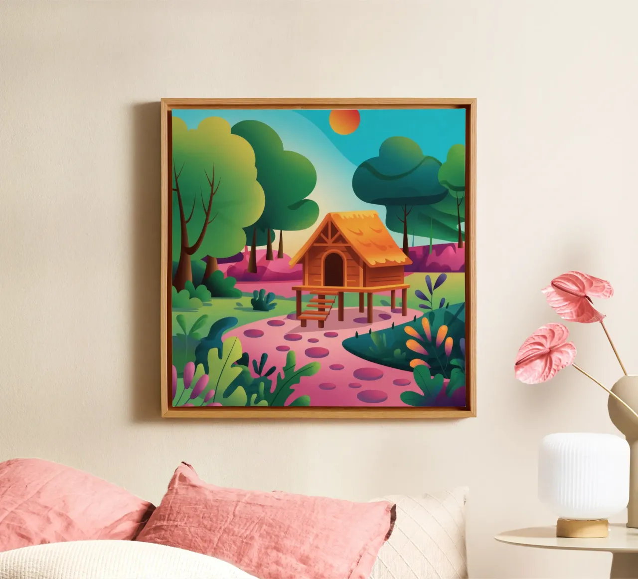 Rustig toevluchtsoord in het bos canvas van Veiled Canvas