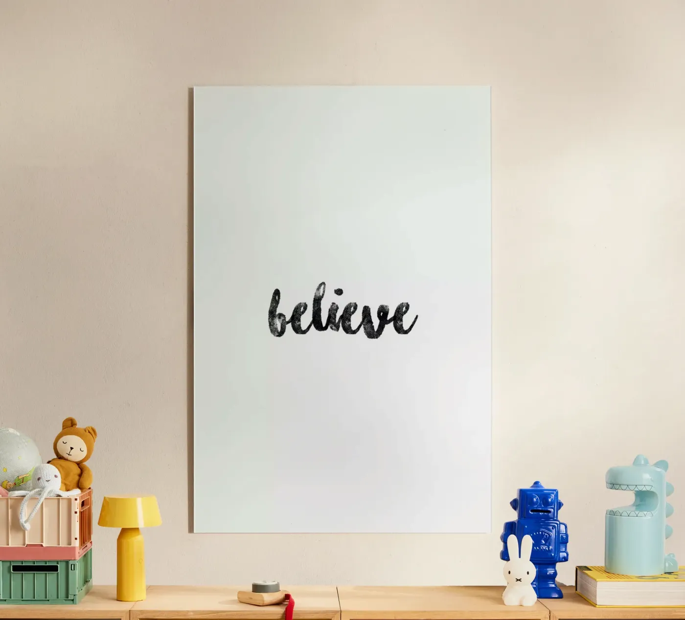 Believe acrylic glass by typed