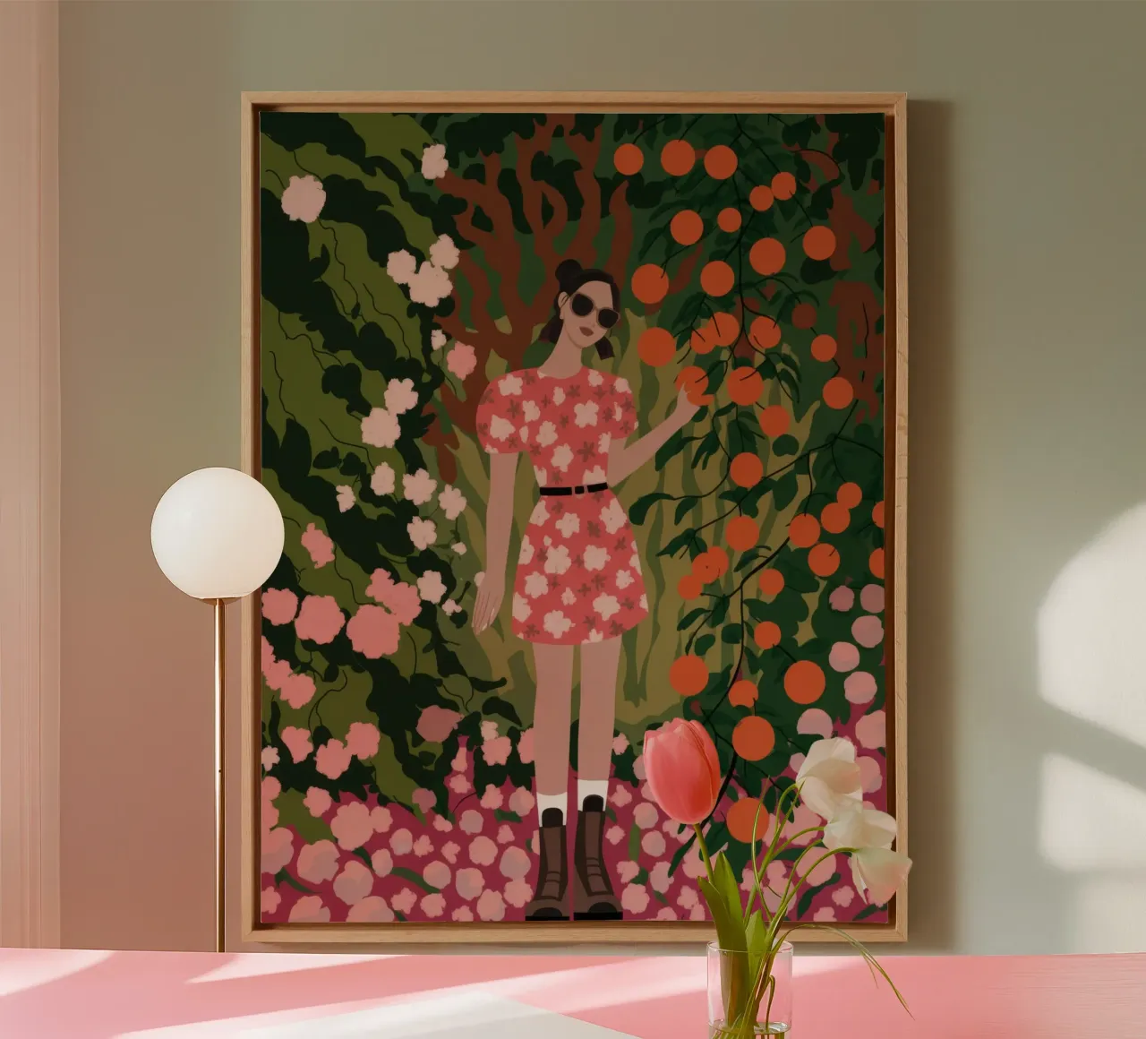 Blumengarten Einsamkeit Leinwand mit Schattenfugenrahmen von Veiled Canvas