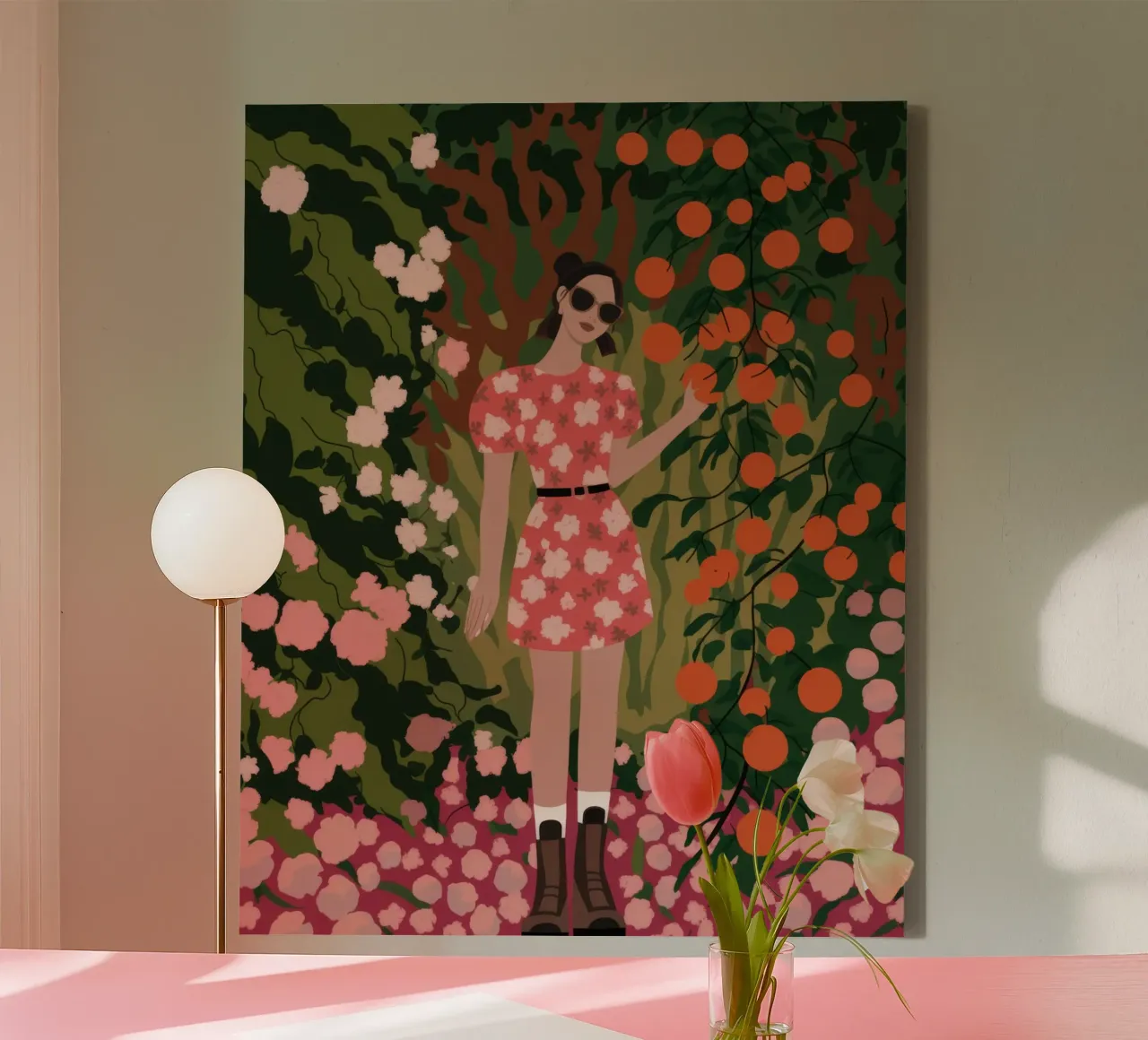 Blumengarten Einsamkeit Leinwand mit Schattenfugenrahmen von Veiled Canvas