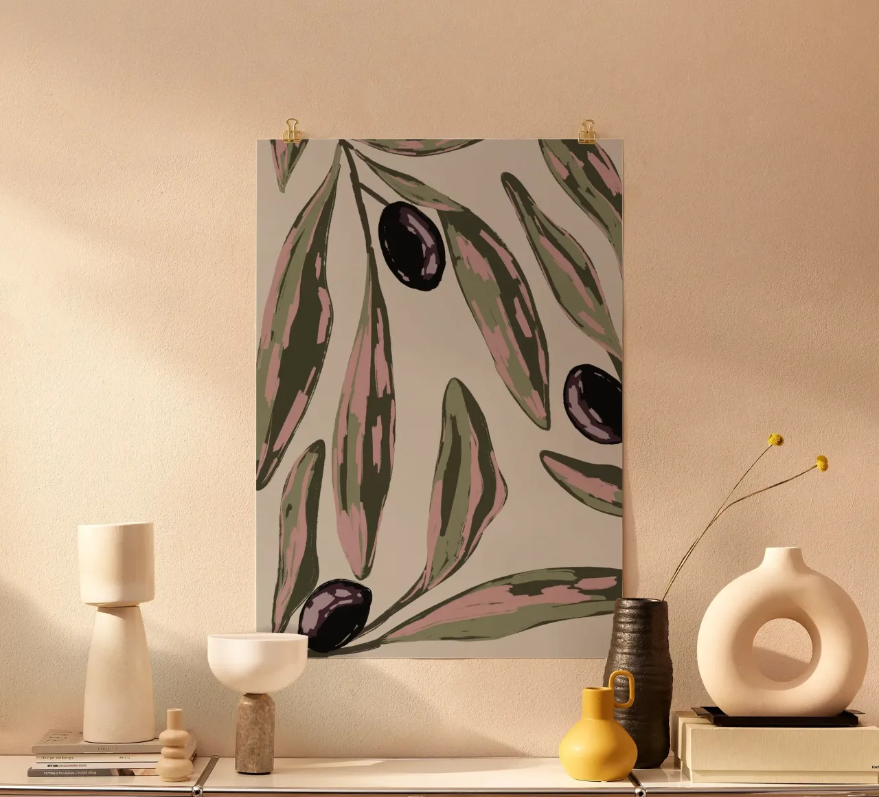 Foglie di olivo poster con telaio in alluminio da Sixmai