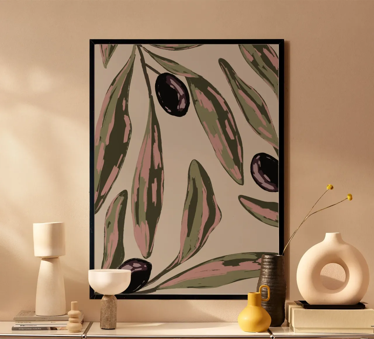 Foglie di olivo poster con telaio in alluminio da Sixmai
