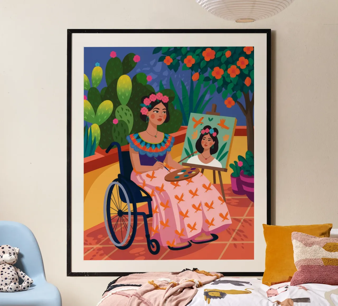 Ritratto artistico in giardino poster con telaio in legno da Veiled Canvas