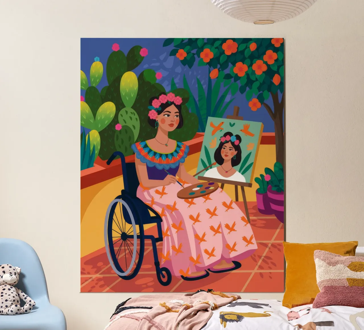 Ritratto artistico in giardino poster con telaio in legno da Veiled Canvas