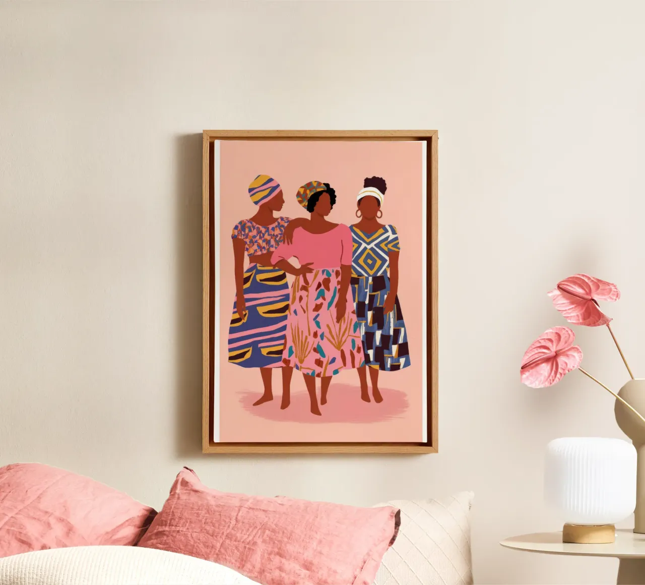 Kleurrijke culturele eenheid canvas met Baklijst van Veiled Canvas