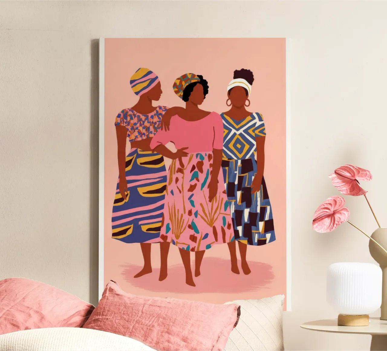 Kleurrijke culturele eenheid canvas met Baklijst van Veiled Canvas
