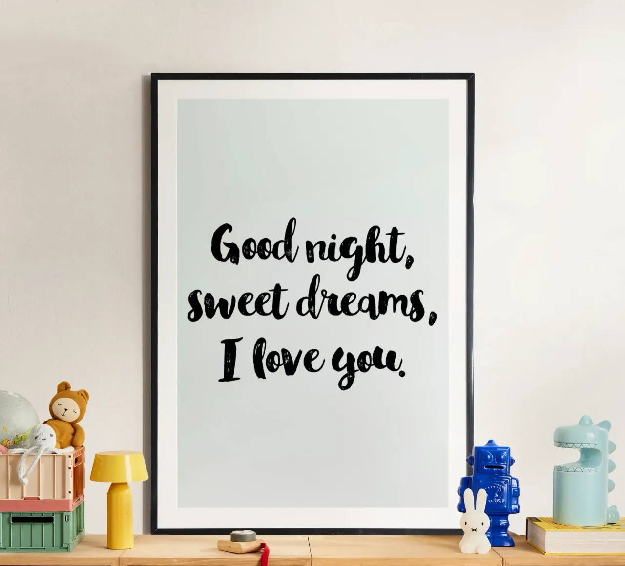 Sweet Dreams poster con telaio in legno da Little Flourishes