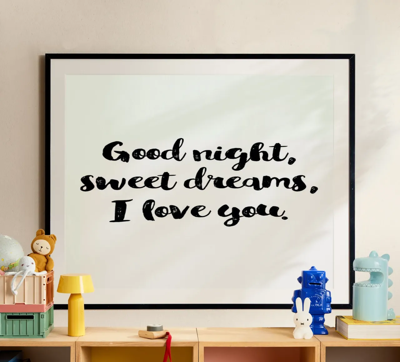 Sweet Dreams poster con telaio in legno da Little Flourishes