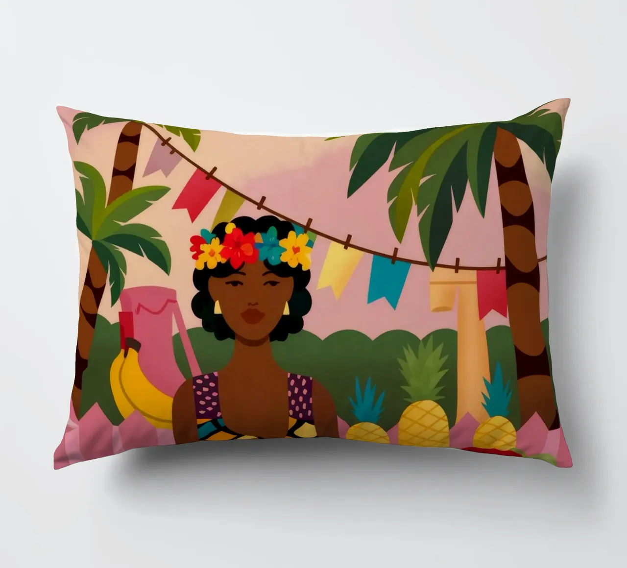 Fantasia di frutta tropicale cuscino da Veiled Canvas
