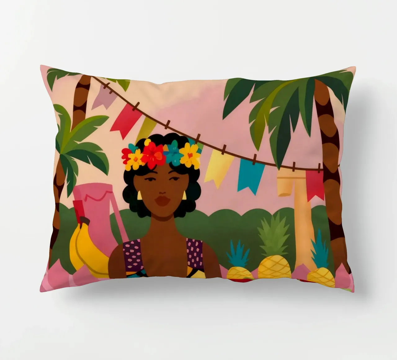 Fantasia di frutta tropicale cuscino da Veiled Canvas