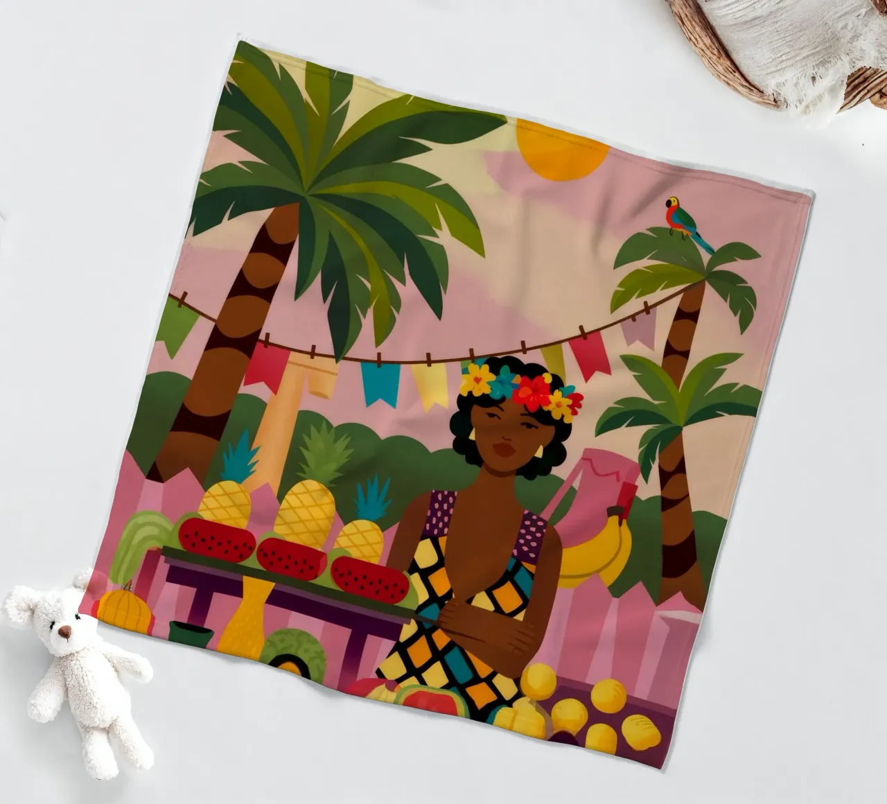 Fantasia di frutta tropicale coperta in pile da Veiled Canvas