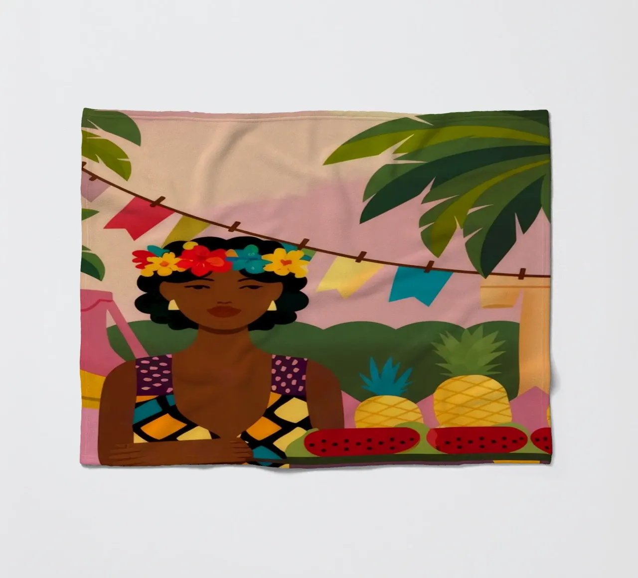 Fantasia di frutta tropicale coperta in pile da Veiled Canvas
