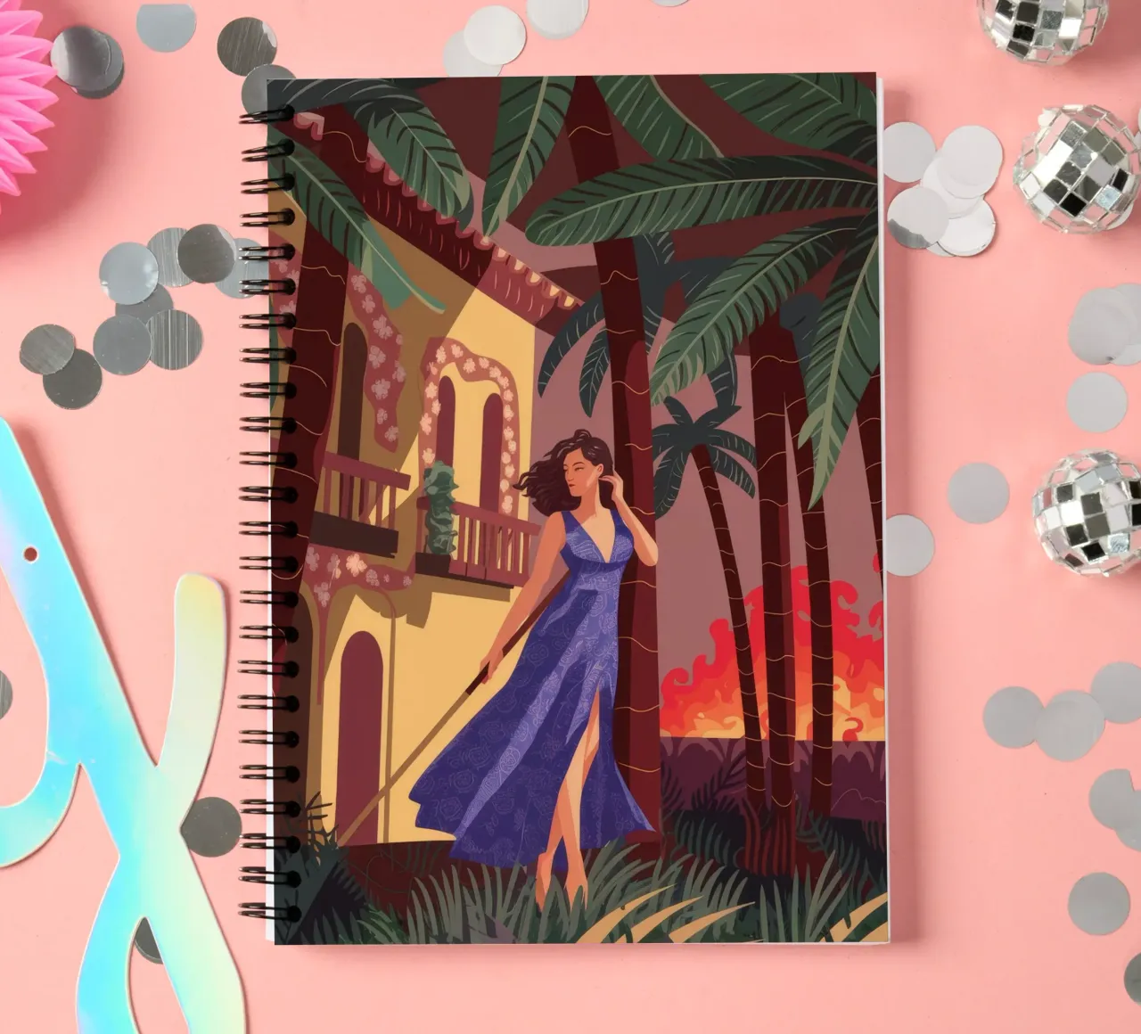 Romantic Evening Escape spiral notebook by Veiled Canvas